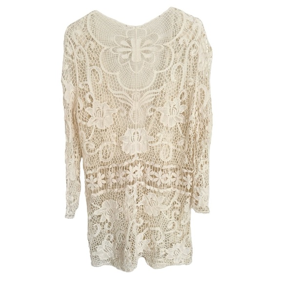 Vintage Style open weave Crochet Grandmacore bohemian Tie String Cardigan - Picture 8 of 8